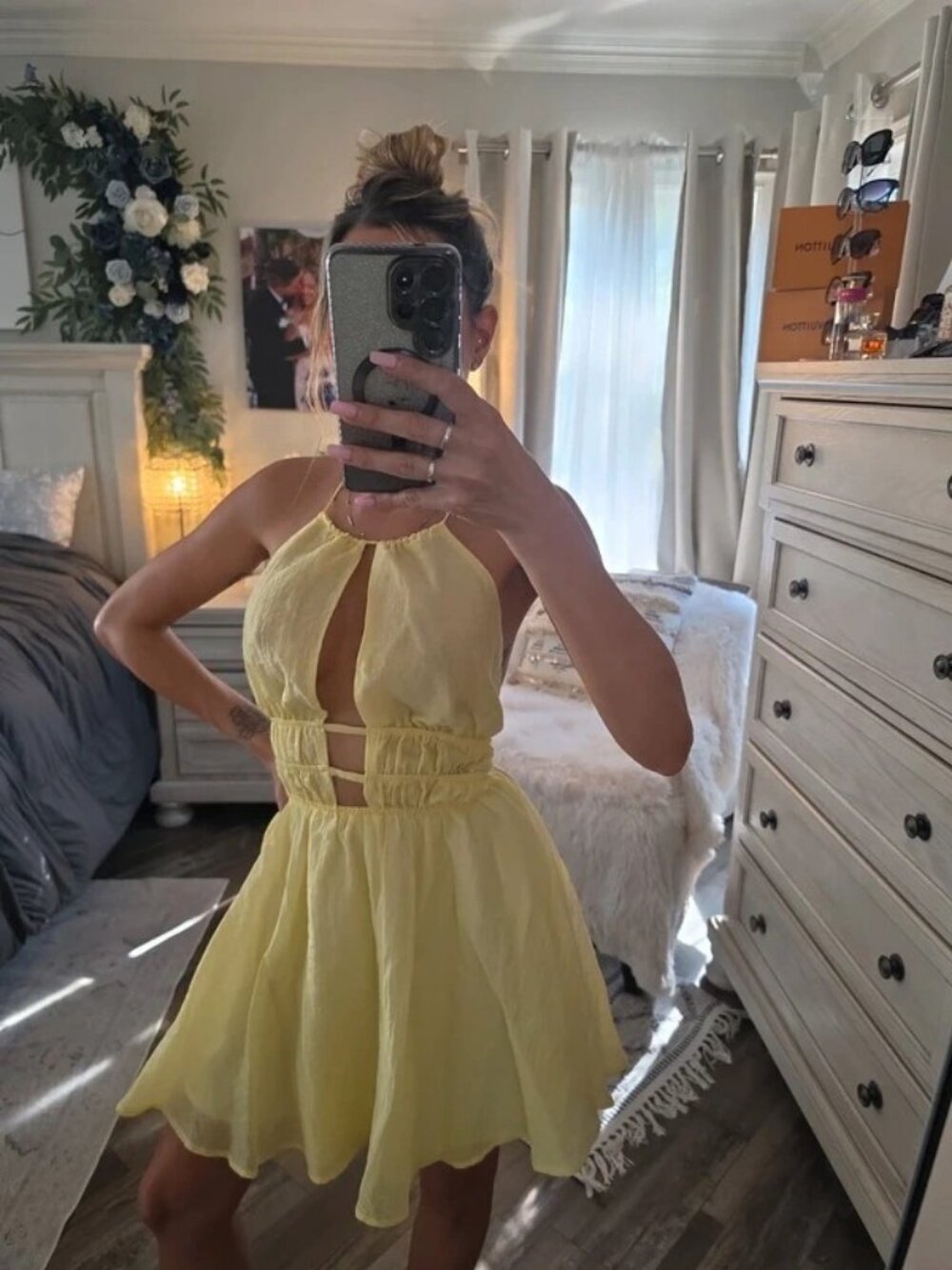 Saints + Secrets yellow mini dress XS New summer brunch vacation
